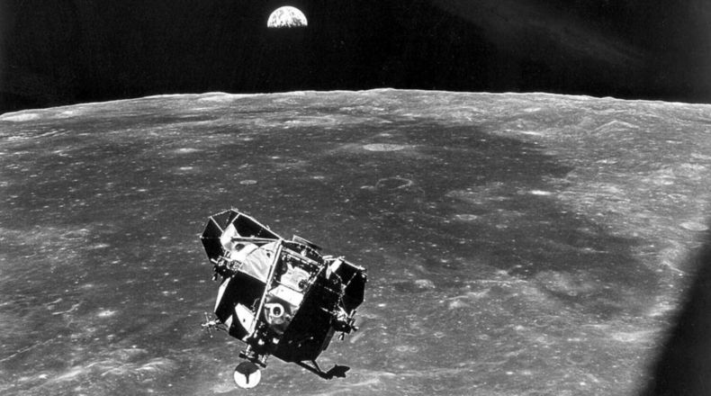 El módulo lunar con Neil Armstrong y Edwin Aldrin dentro. Foto EFE.