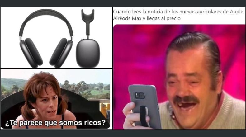 Varios usuarios en redes sociales no recibieron bien el precio de los nuevos Airpods Max.  Foto: Apple / Twitter: @yoyo308 / @FerAlvarado1202 / @DiamondRuelas