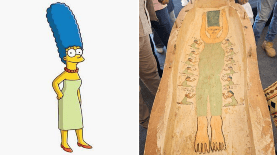 Descubren sarcófago antiguo de 3.500 años con una mujer que se asemeja a Marge Simpson.