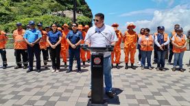 Conferencia de Protección Civil de este lunes 5 de agosto, realizada en el parque Puerta del Diablo.