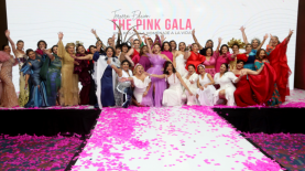 Empoderadas. 21 supervivientes, que participaron en la tercera edición The Pink Gala, desfilaron con vestidos que representaban sus historias de lucha. LPG/Dennis Argueta.