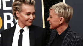 La estrella de la televisión de EE.UU. Ellen Degeneres (d), junto a su esposa, Portia de Rossi, en una fotografía de archivo. EFE/Nina Prommer