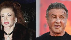 Jackie Stallone y su hijo Sylvester, dos figuras del entretenimiento estadounidense. Foto: AFP